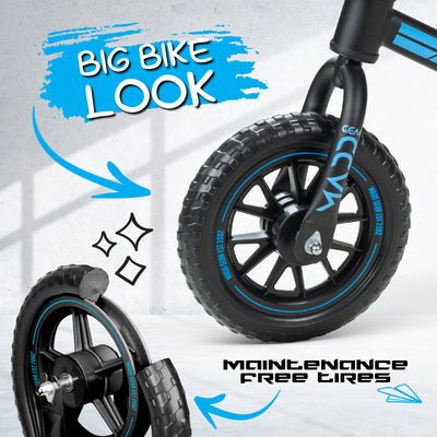 Madd Gear Balance Bike Strider BMX Trainer Running High Quality Kids Boys Girls Black Blue