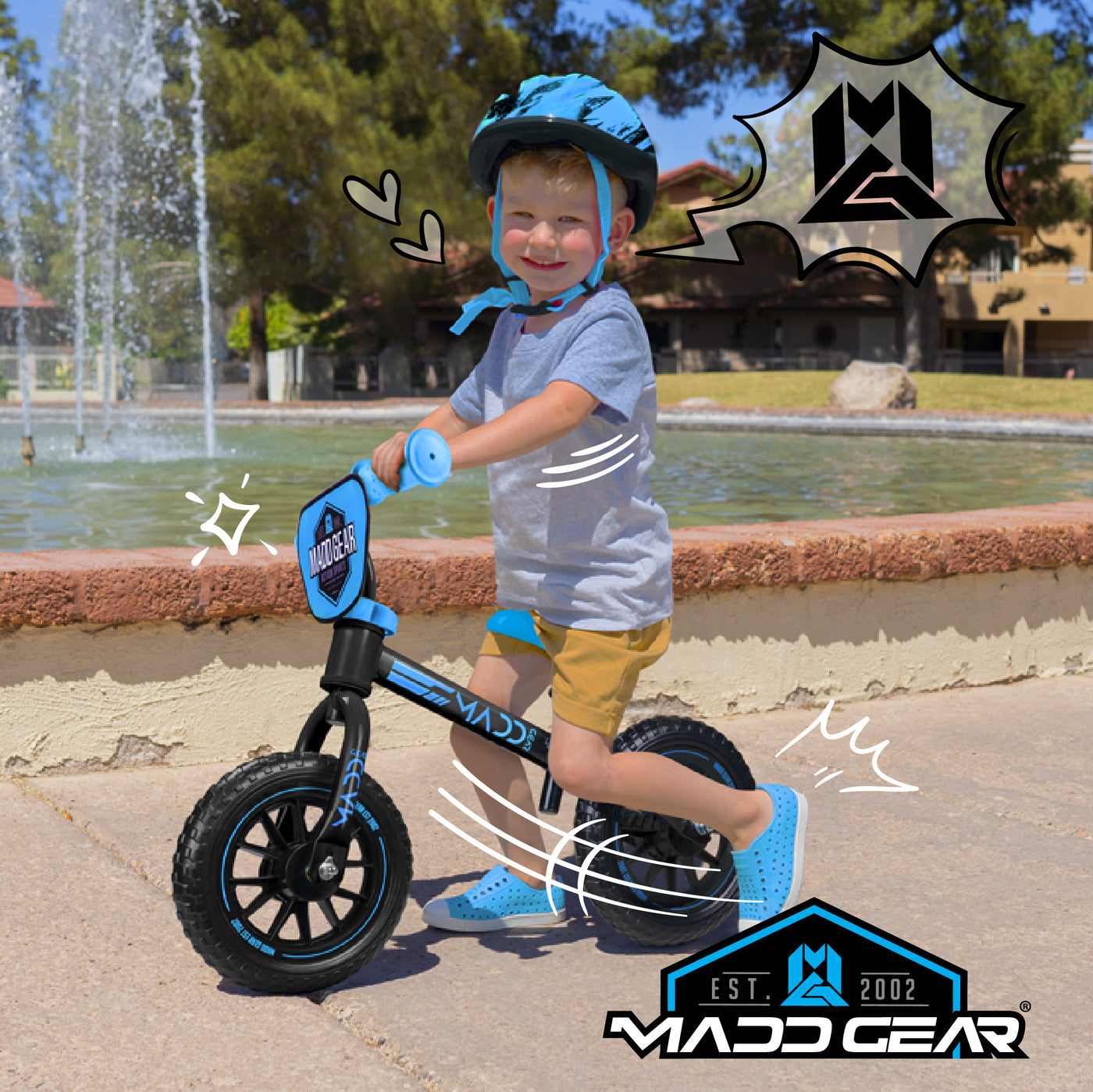Madd Gear MGP BMX Trainer Running BMX Strider Balance Bike Kids Toddler Boys Girls High Quality Black Blue