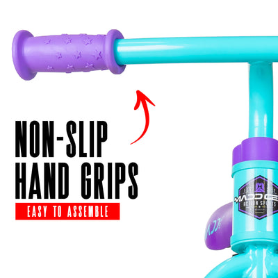 Madd Gear Strider BMX Balance Bike Trainer Running Teal Purple Non Slip Grips