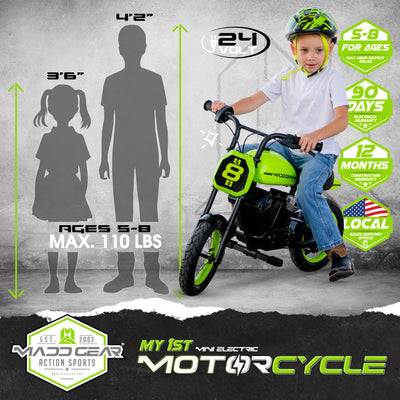 MG Madd Gear My 1st Mini Electric Motorcycle Bike Children Kids Boys Girls Razor Green Black