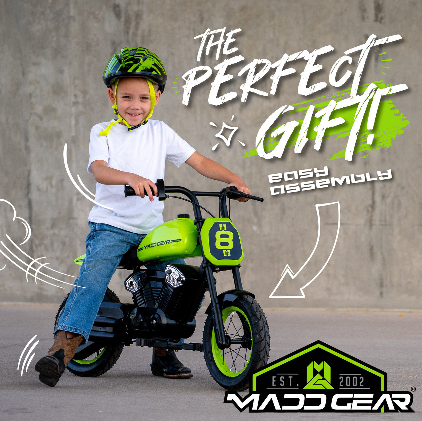 MG Madd Gear My 1st Mini Electric Motorcycle Green Black Perfect Gift Easy Assembly