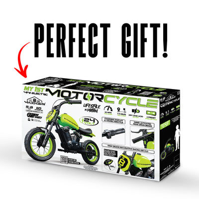 MG Madd Gear My 1st Mini Electric Motorcycle Green Black Perfect Gift Easy Assembly