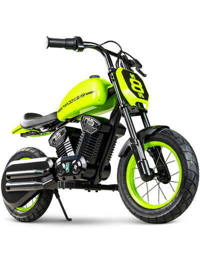 Madd Gear My 1st Mini Electric Motorcycle Razor GoTrax Kids Boys Girls Green Black Dirt Bike Chopper Cruiser 24 Volt