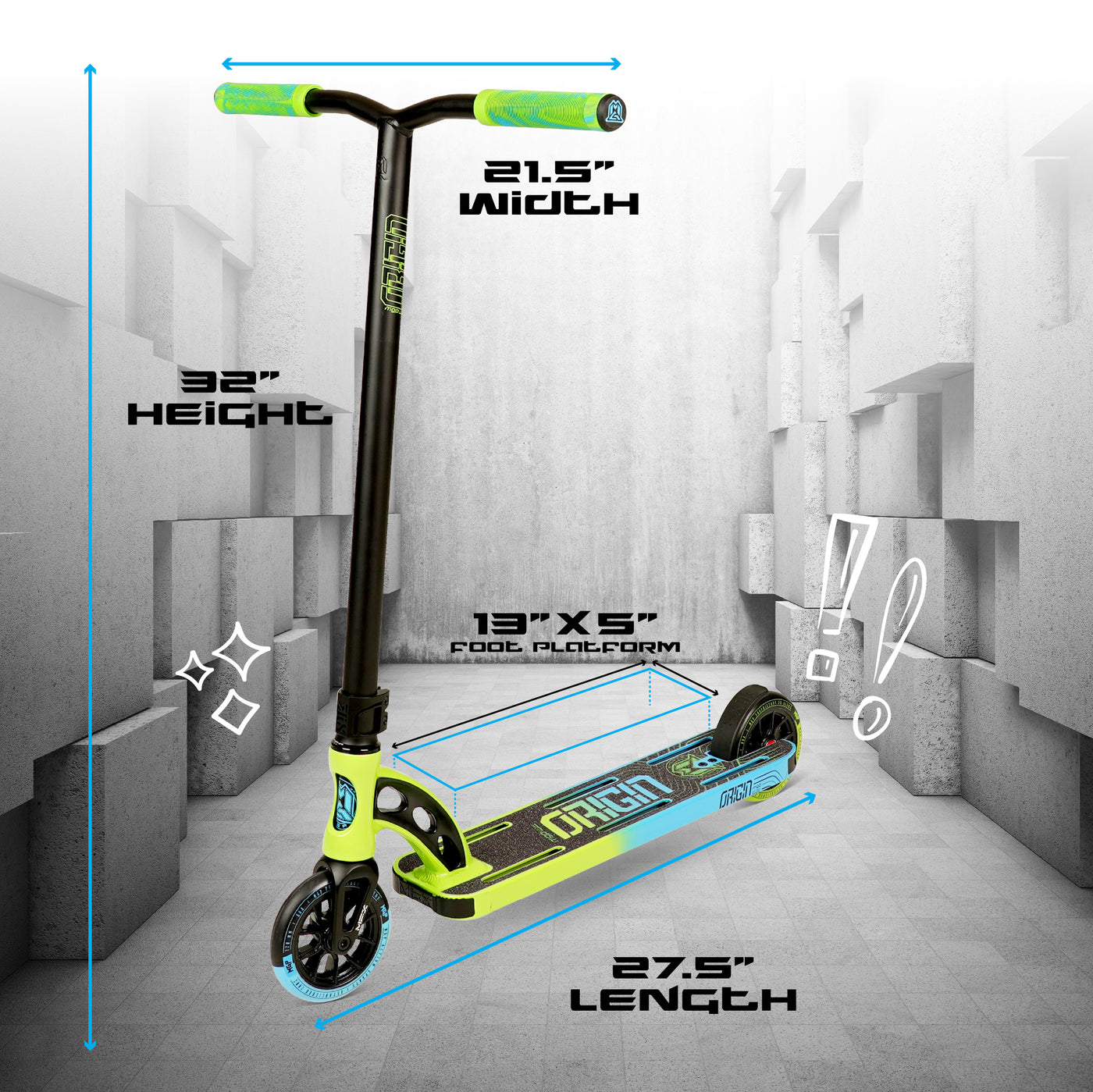 MGP Madd Gear Origin Pro Scooter Trick Stunt High Quality Best Skatepark Lime Blue