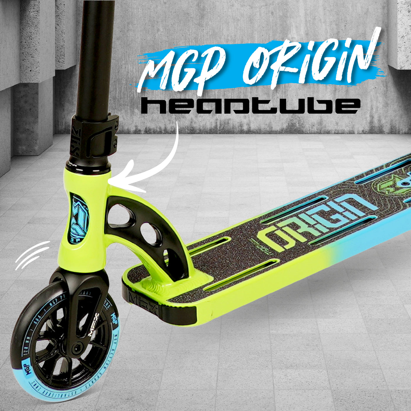 Madd Gear MGP Origin Pro Stunt Scooter Green Lime Blue Kids Boys Skate Park Best Lightest Headtube