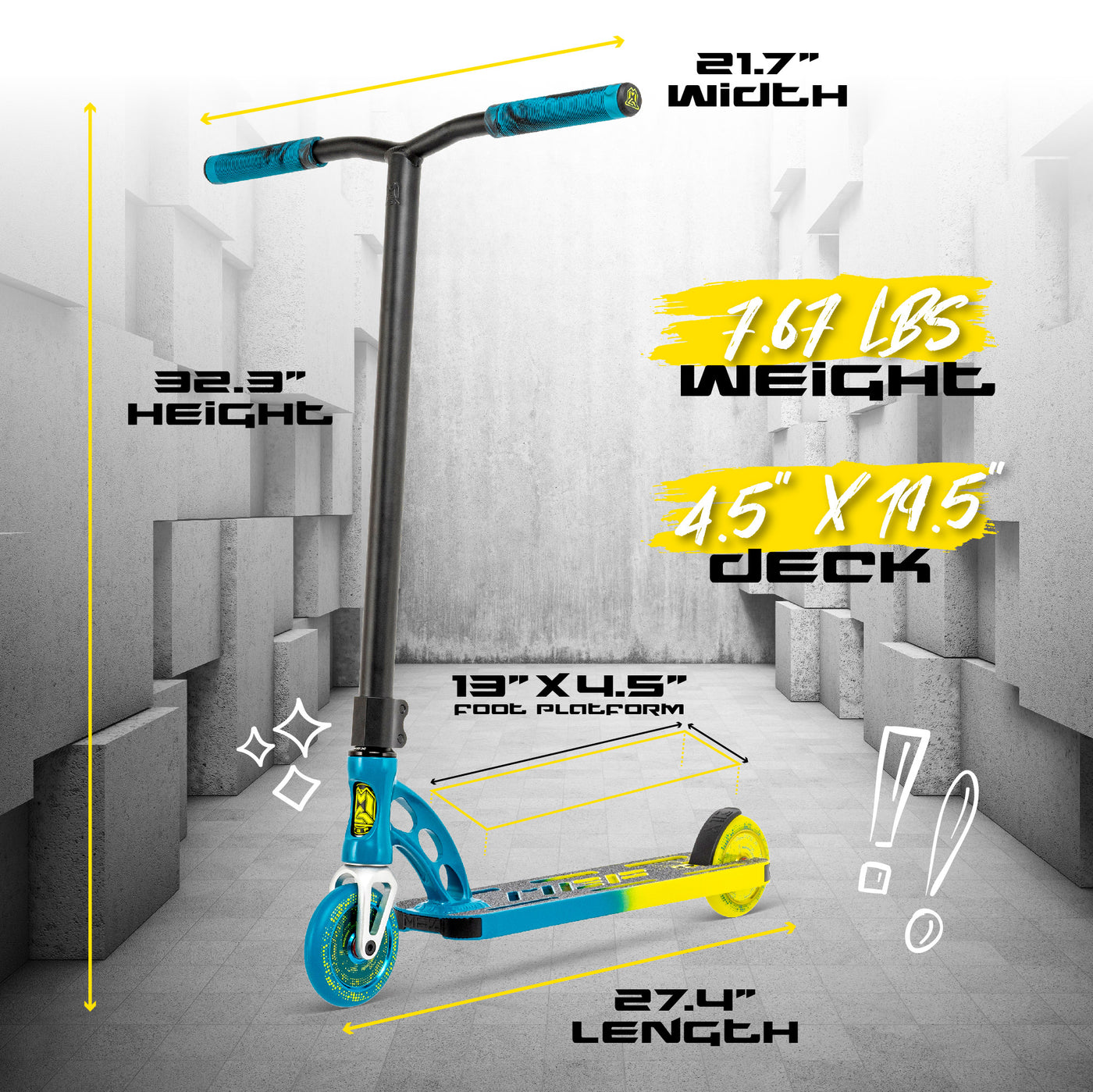 MGP Madd Gear Origin Pro Scooter Trick Stunt High Quality Best Skatepark Blue Petrol Yellow