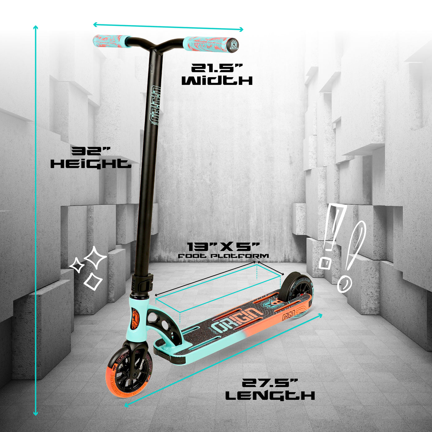 Madd Gear MGP MGO Origin VX10 VX9 Pro Stunt Trick Scooter Complete High Quality Best Razor Skate Park Teal Orange Deck
