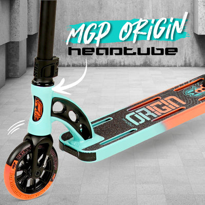 Madd Gear MGP Origin Pro Stunt Scooter Teal Orange Kids Boys Skate Park Best Lightest Headtube