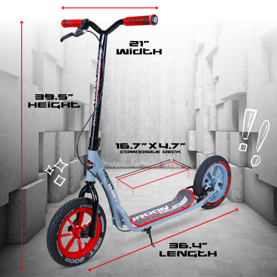 Madd Gear Commuter Scooter Adults Teens Kids Gray Red Flashback Dirt Scooter