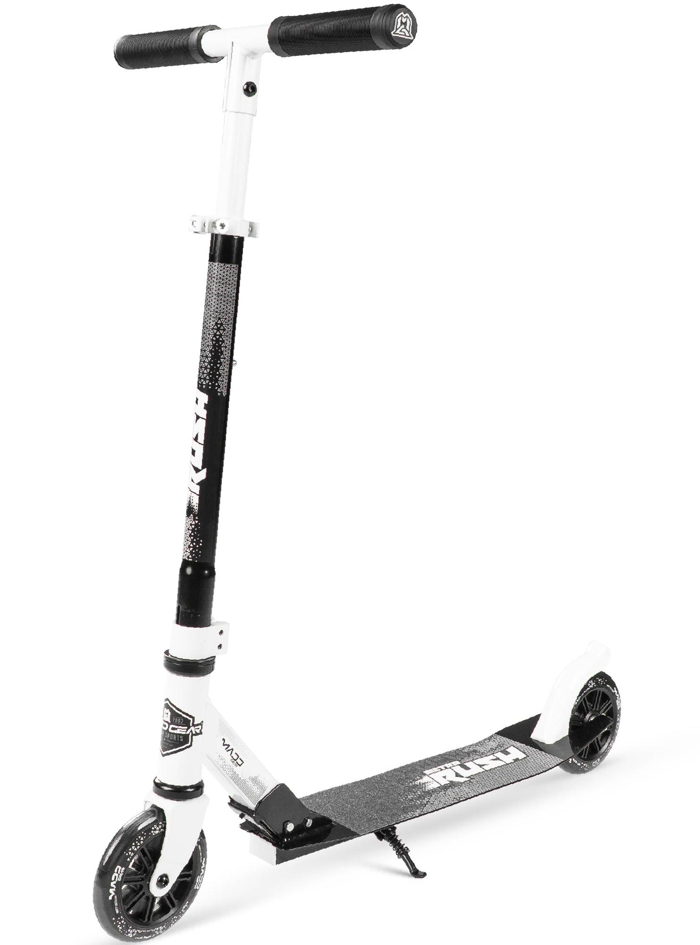 madd gear kids folding scooter metro rush 125 childrens portable lightweight adjustable collapsible fold-up black white