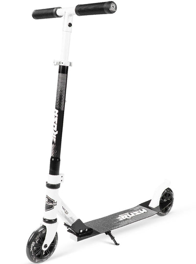 madd gear kids folding scooter metro rush 125 childrens portable lightweight adjustable collapsible fold-up black white