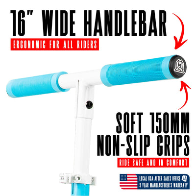 Madd Gear Rush 125 Commuter Scooter Soft Non-Slip Grips White Blue