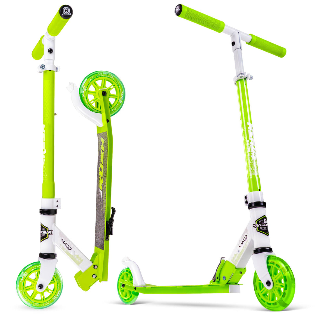 Rush 125 Kids Folding Scooter- White Green – Madd Gear