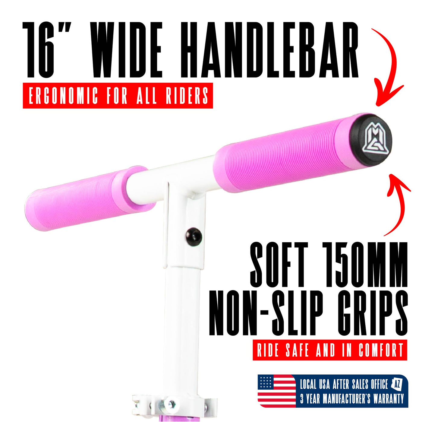 Madd Gear Rush 125 Commuter Scooter Soft Non-Slip Grips White Purple