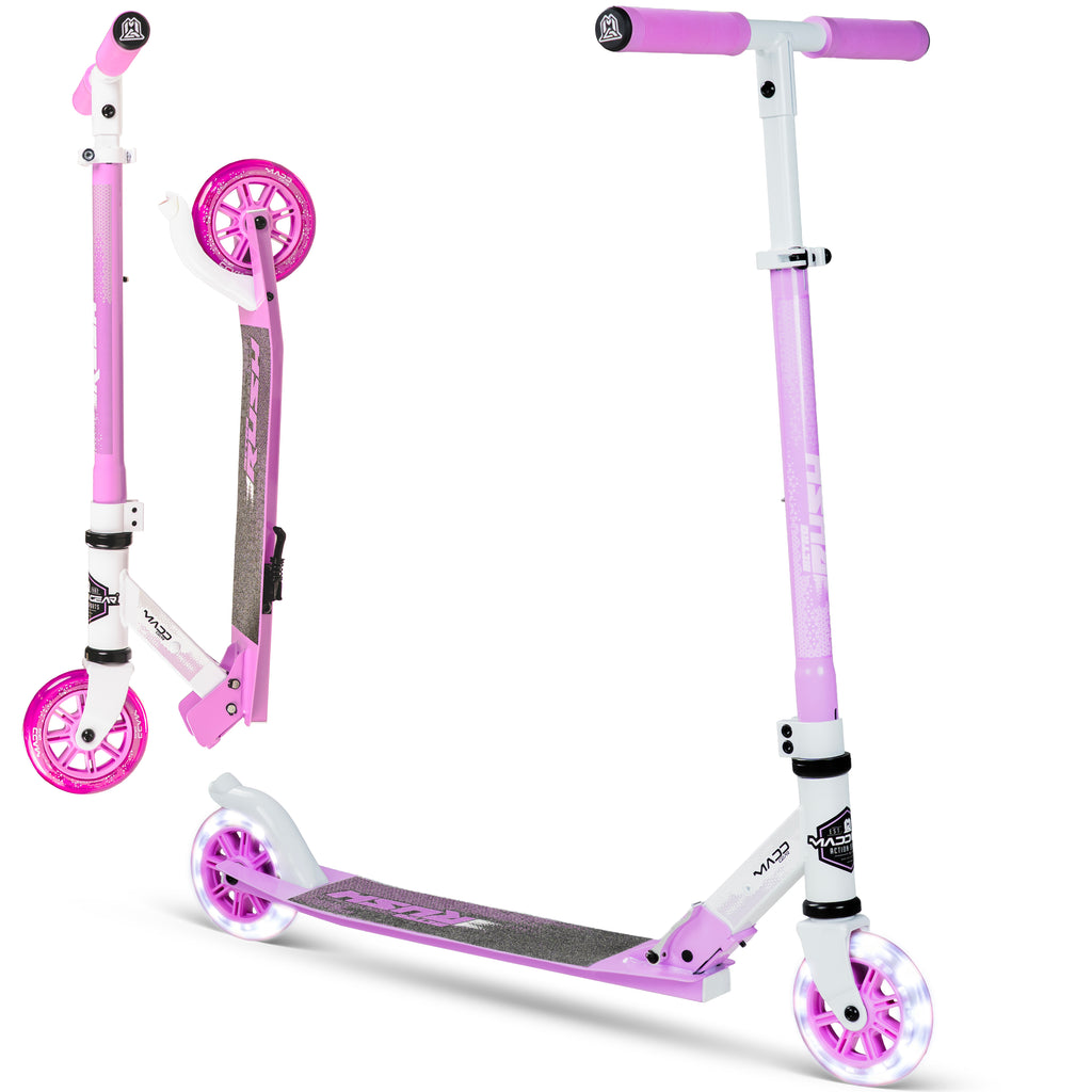 Rush 125 Folding Kick Scooter - White Purple – Madd Gear