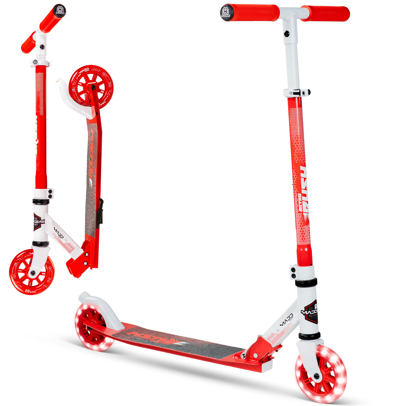 Rush 125 Folding Kick Scooter - White Red – Madd Gear