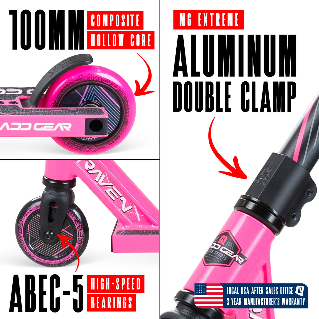 MG1 Raven Pro Scooter - Pink / Black – Madd Gear