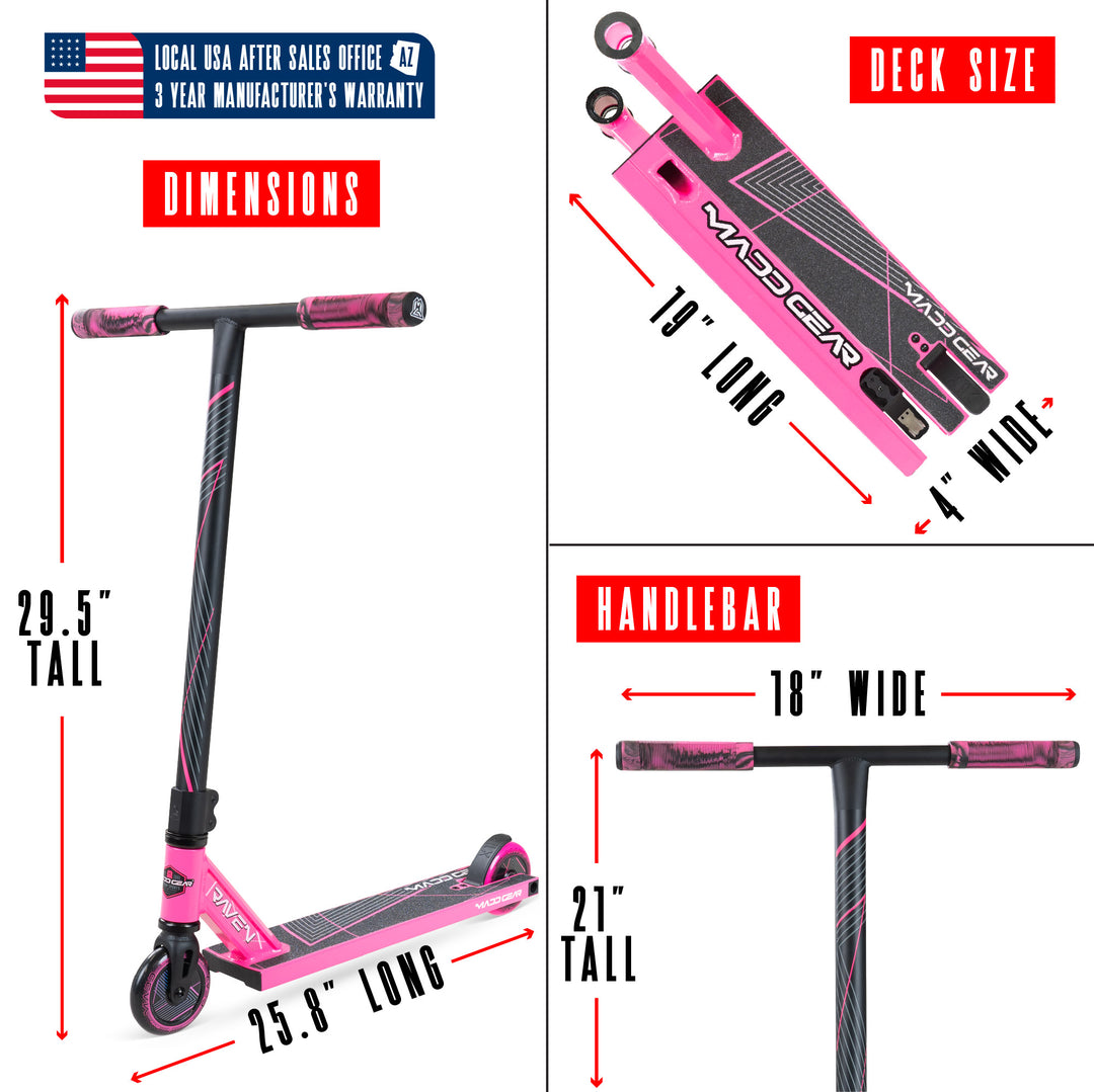 MG1 Raven Pro Scooter - Pink / Black – Madd Gear