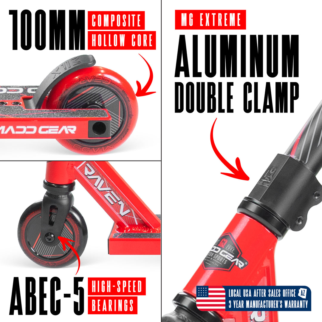 Madd Gear MG1 Raven Pro Stunt Scooter for Kids 5 - 12 – Lightweight Du