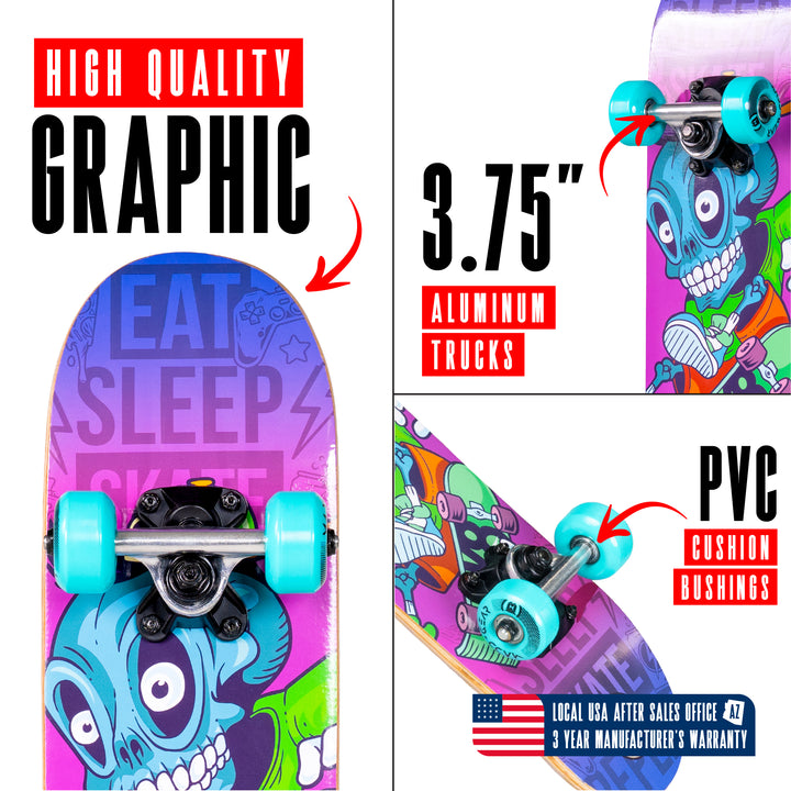 Mini Cruiser Skateboard for Kids and Teens – Lightweight 22