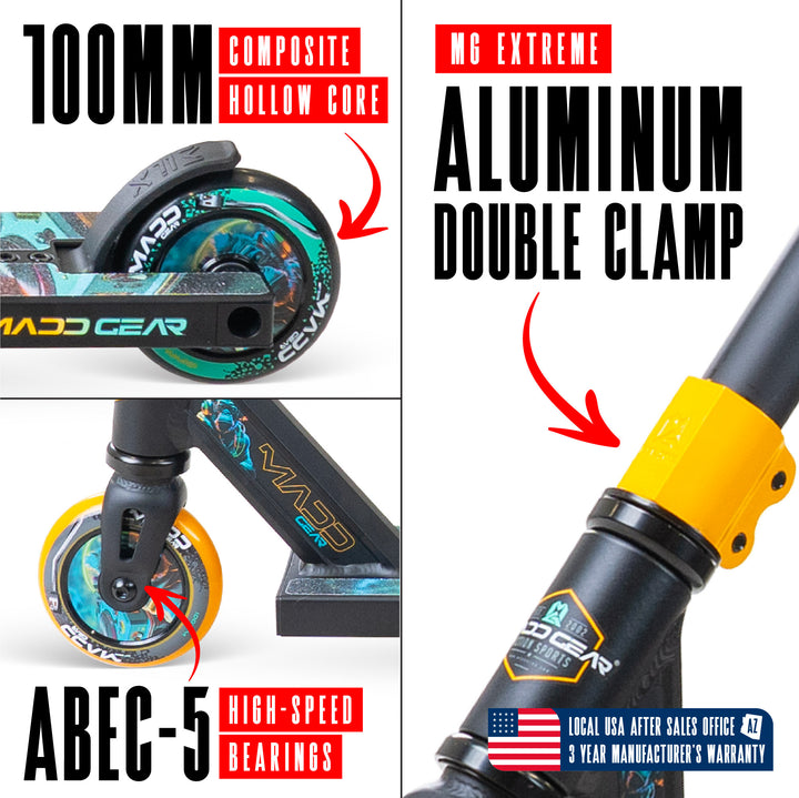 Madd Gear MG2 Obsidian Pro Stunt Scooter for Kids 5 - 12 – Lightweight