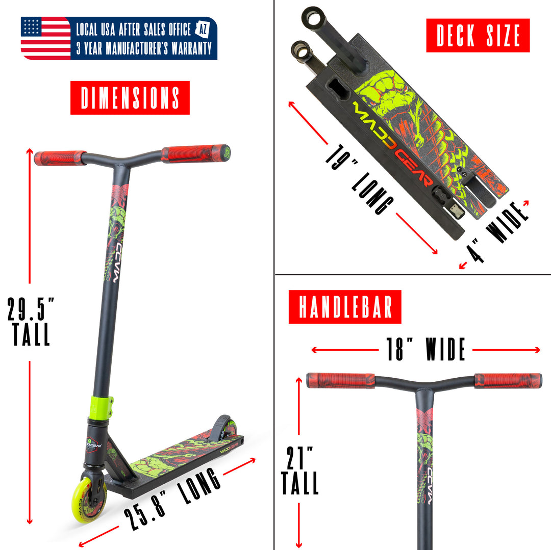 Madd Gear MG2 Obsidian Pro Stunt Scooter for Kids 5 - 12 – Lightweight