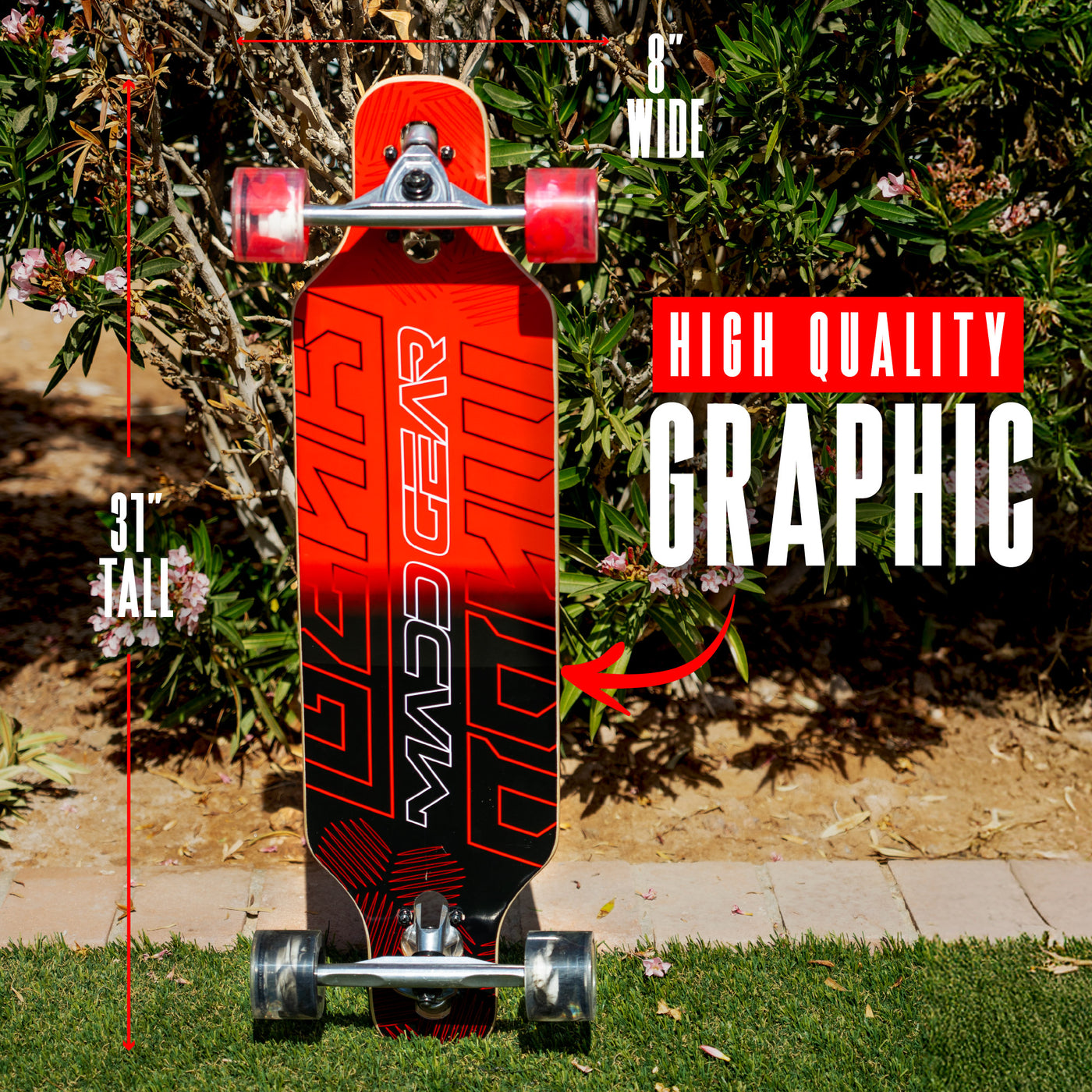 Madd Gear MGP Drop Through Dropthrough Longboard Cruiser Skateboard Complete Red Black High Quality Graphic