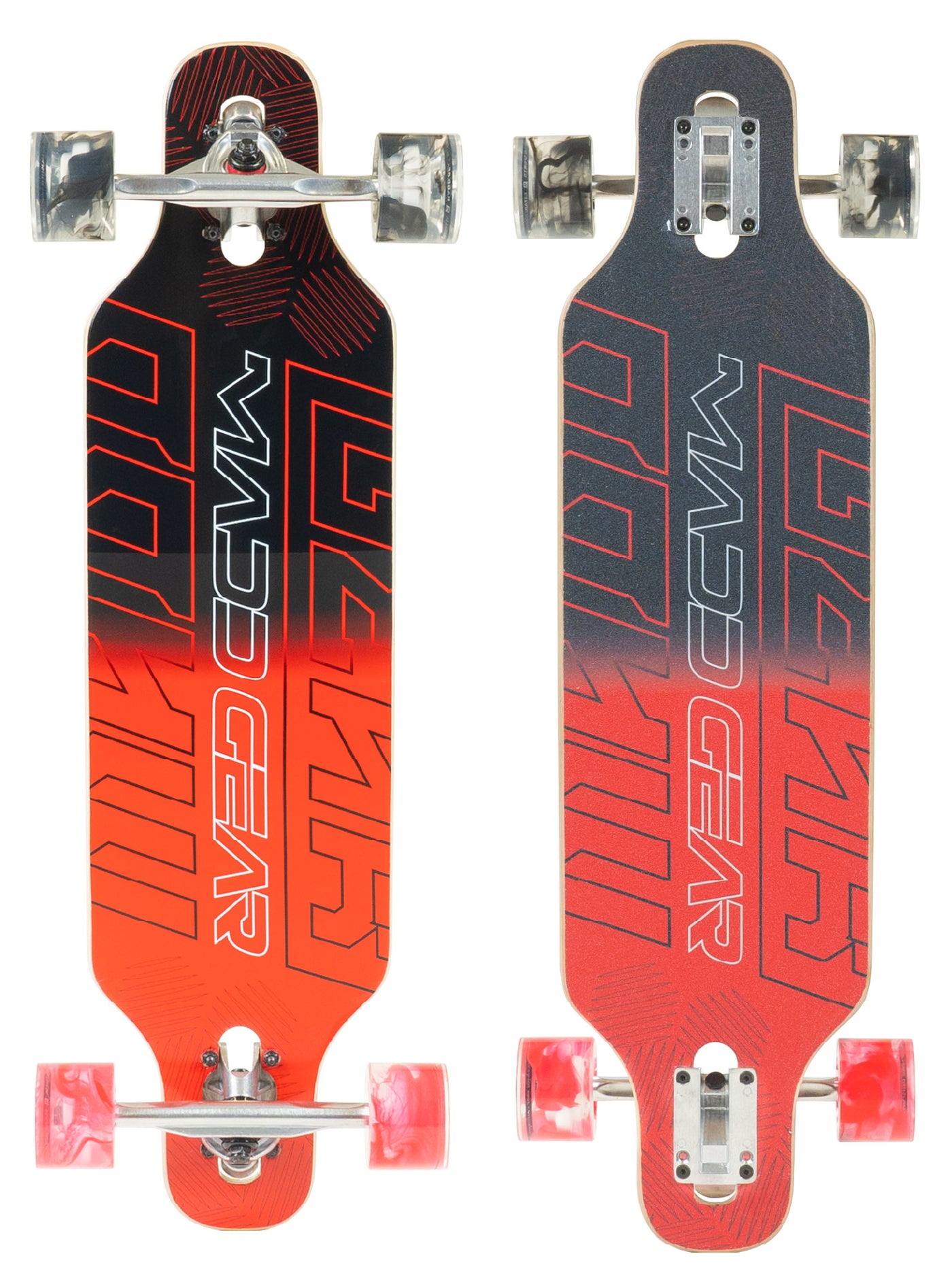 madd gear mad dropthrough drop through longboard skateboard complete 31 inch red black gradient fade