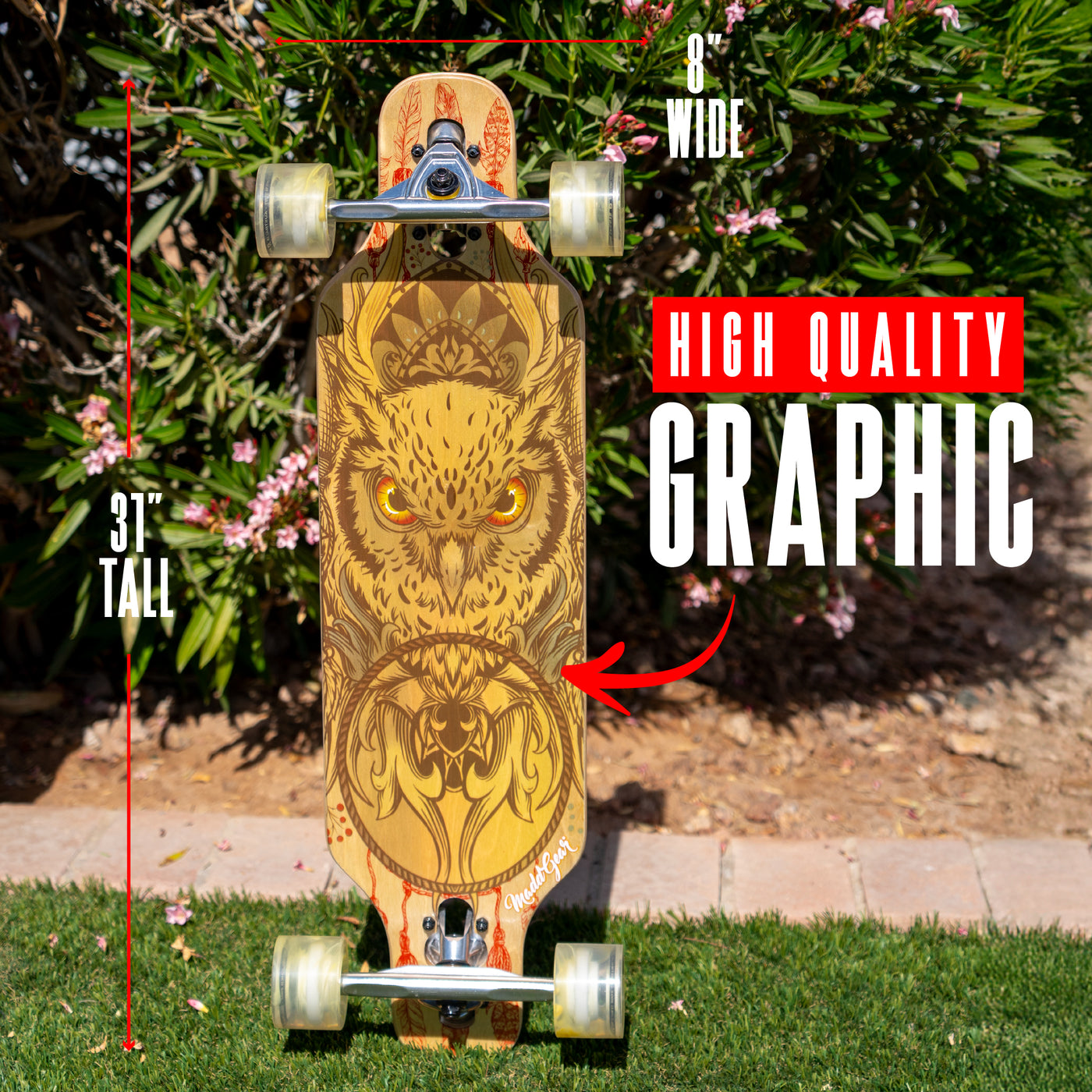 Madd Gear MGP Drop Through Dropthrough Longboard Cruiser Skateboard Complete Owl High Quality Graphic