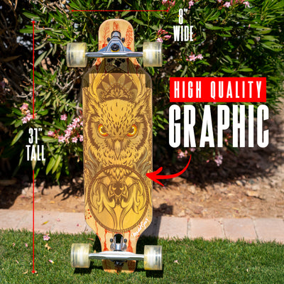 Madd Gear MGP Drop Through Dropthrough Longboard Cruiser Skateboard Complete Owl High Quality Graphic