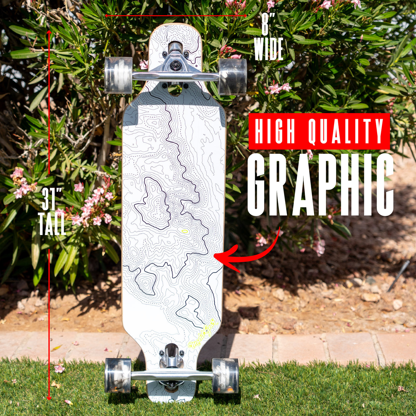 Madd Gear MGP Drop Through Dropthrough Longboard Cruiser Skateboard Complete White Black Topography High Quality Graphic