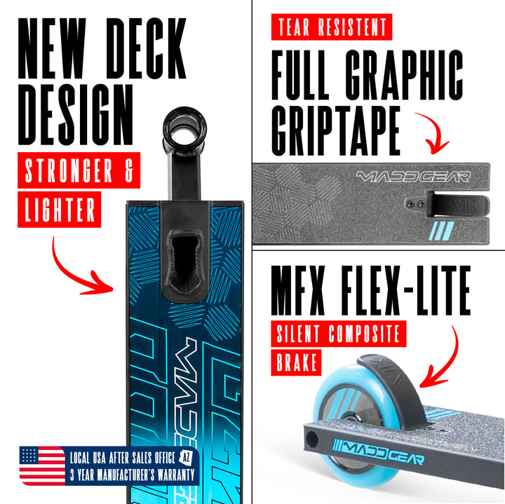 MG3 Zen Pro Scooter - Black / Blue – Madd Gear