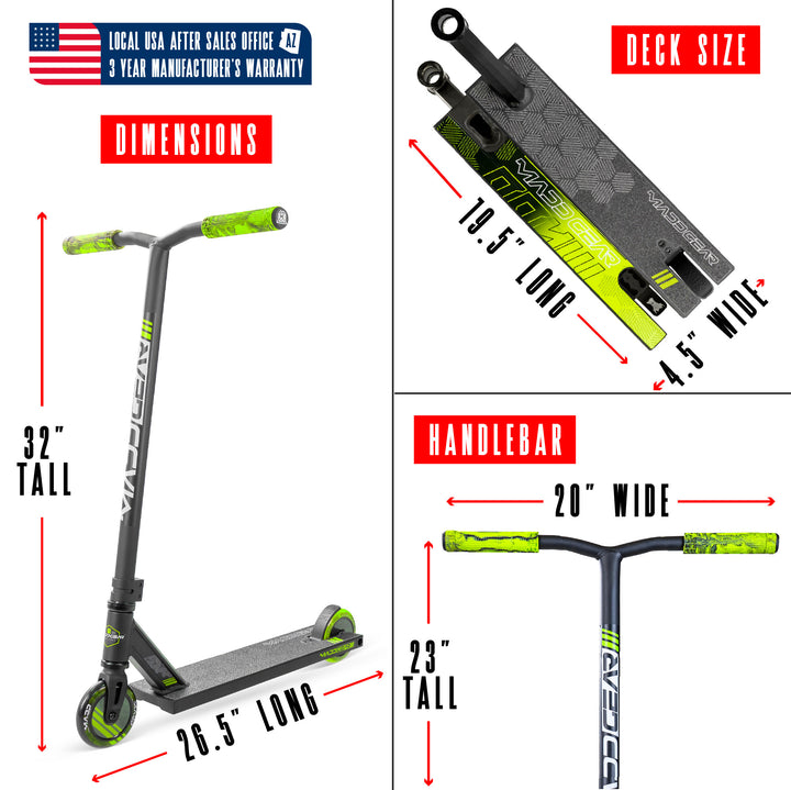 Madd Gear MG3 Zen Pro Scooter - Black / Green