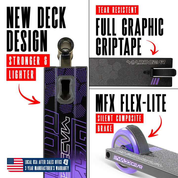 ●MAD WISDOM Madd Gear MG3 Zen Pro Stunt Scooter for Kids 8 - 12 – Lightweight Dura