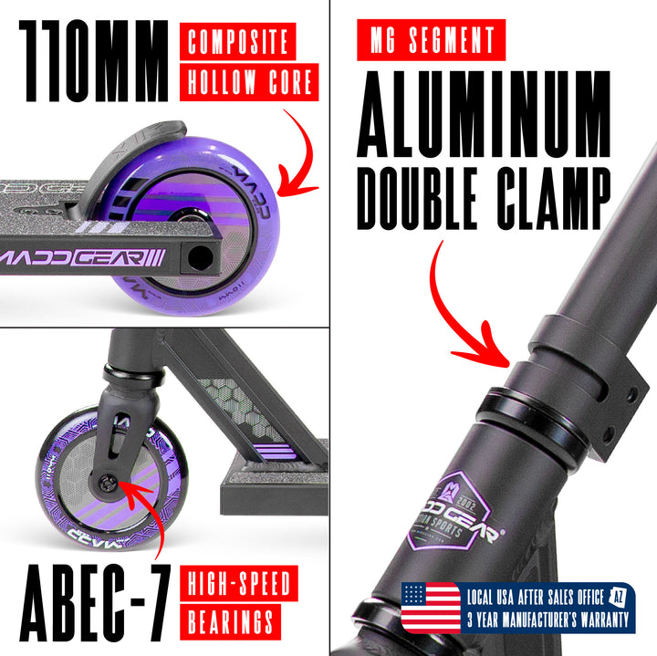 Madd Gear MG3 Zen Pro Stunt Scooter for Kids 8 - 12 – Lightweight Dura