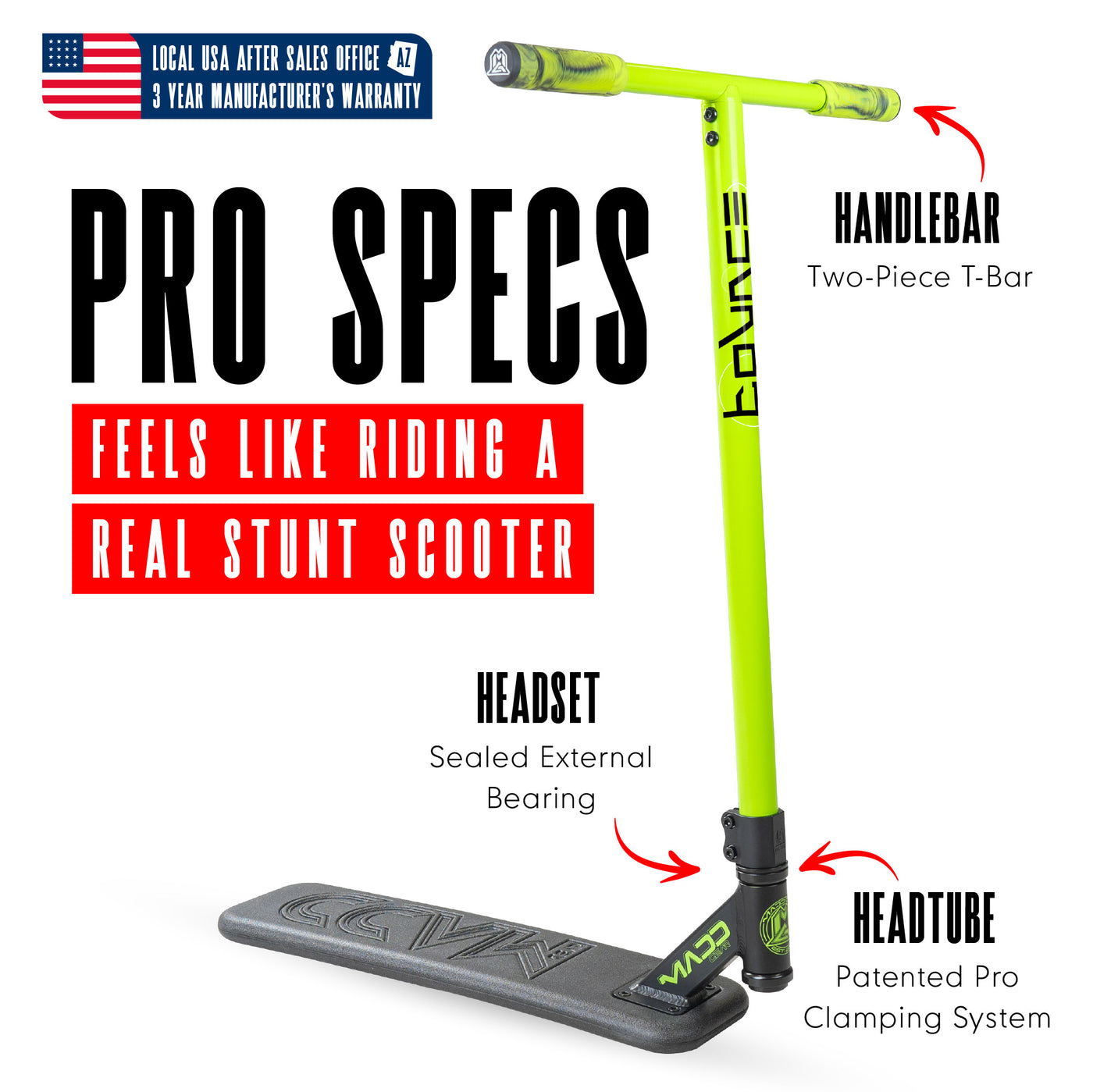 Madd Gear Pro Trick Stunt Bounce Trampoline Scooter Boys Girls Black Green