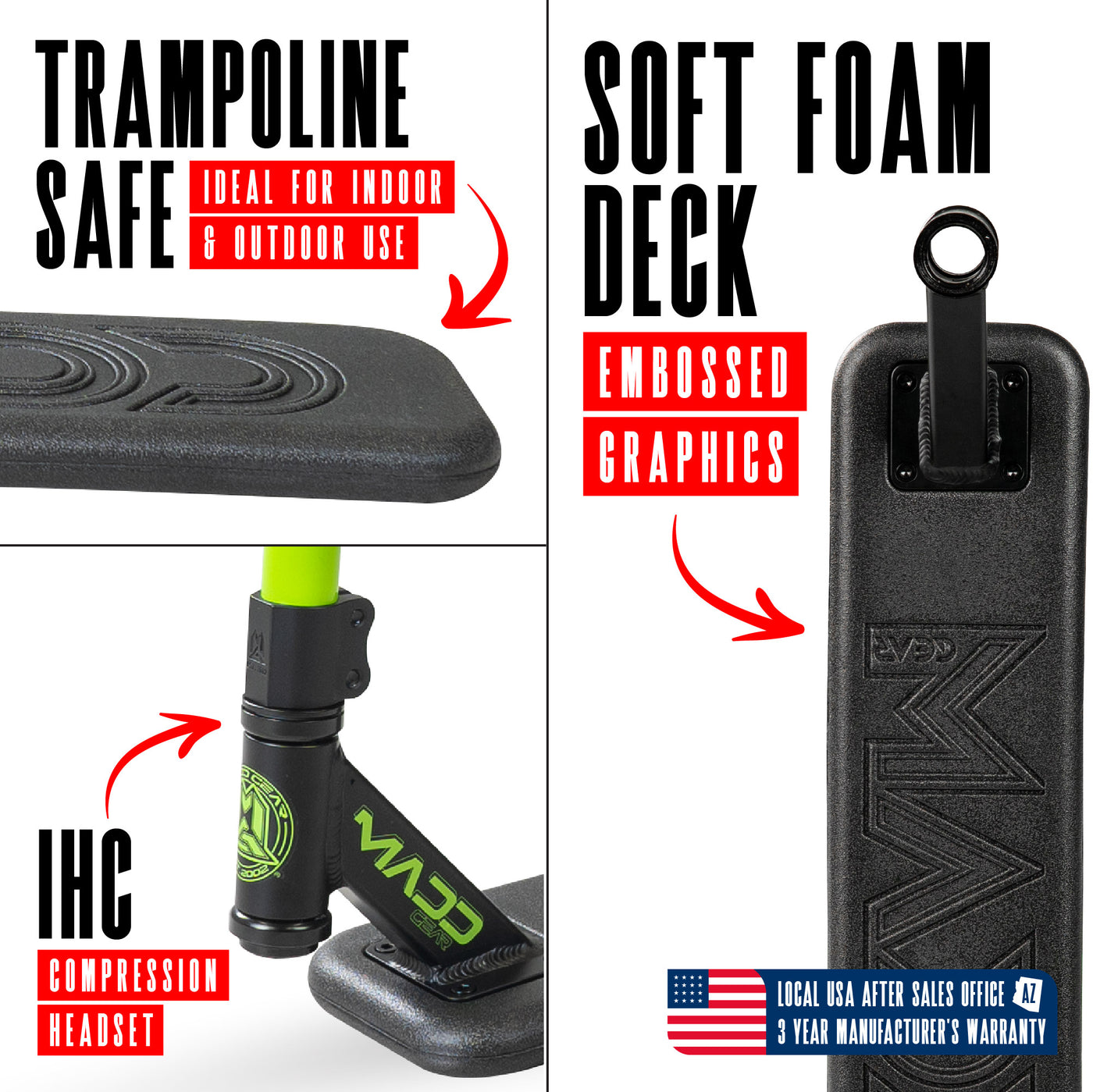 Madd Gear Pro Scooter Stunt Trick Trampoline Safe Black Green