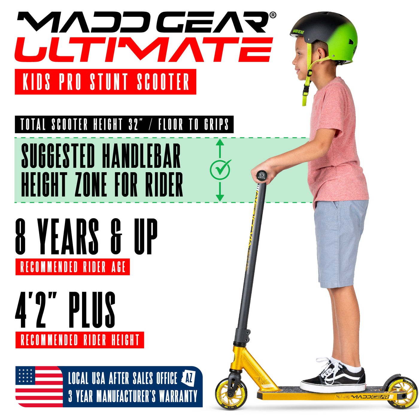 Madd Gear MGP Carve Elite Razor Stunt Trick Scooter Kick MGP Kids Gold Skate Park Children