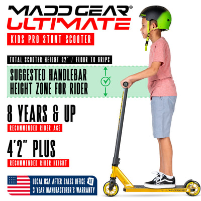 Madd Gear MGP Carve Elite Razor Stunt Trick Scooter Kick MGP Kids Gold Skate Park Children