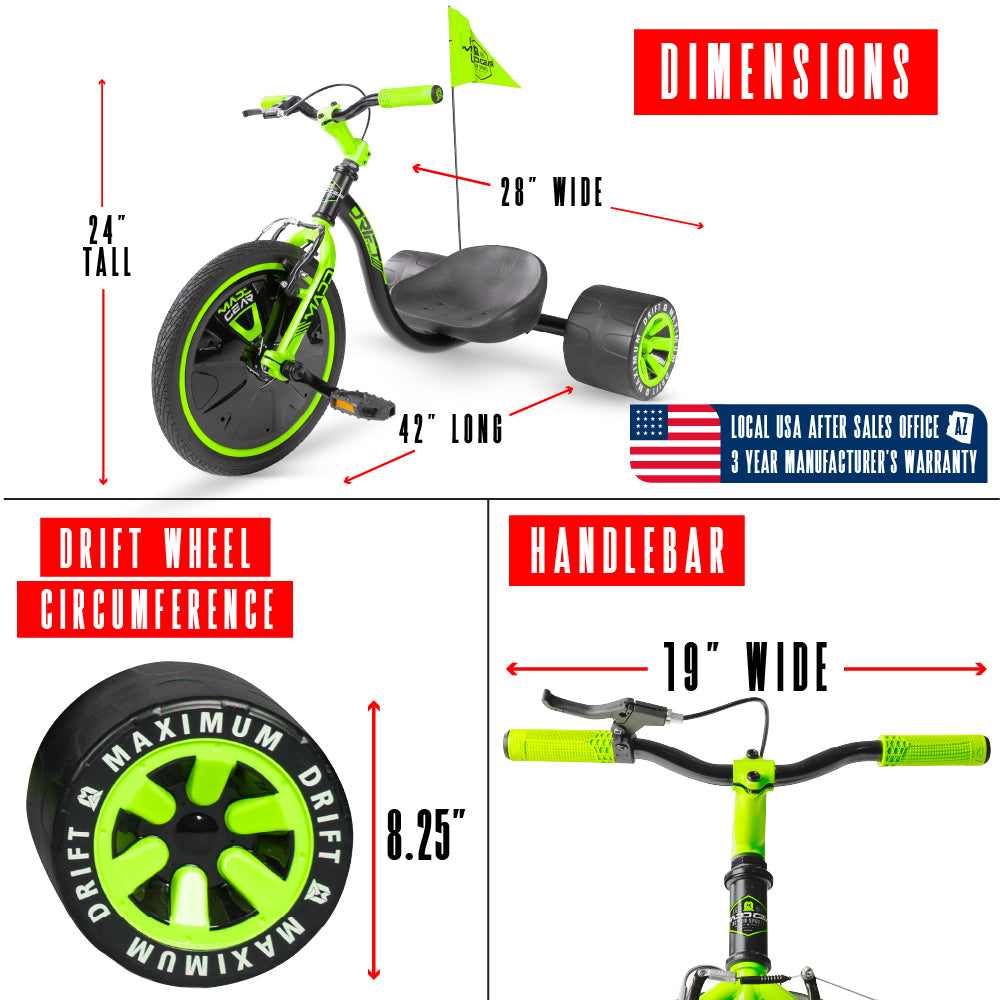 Madd Gear Drift Trike Green Black