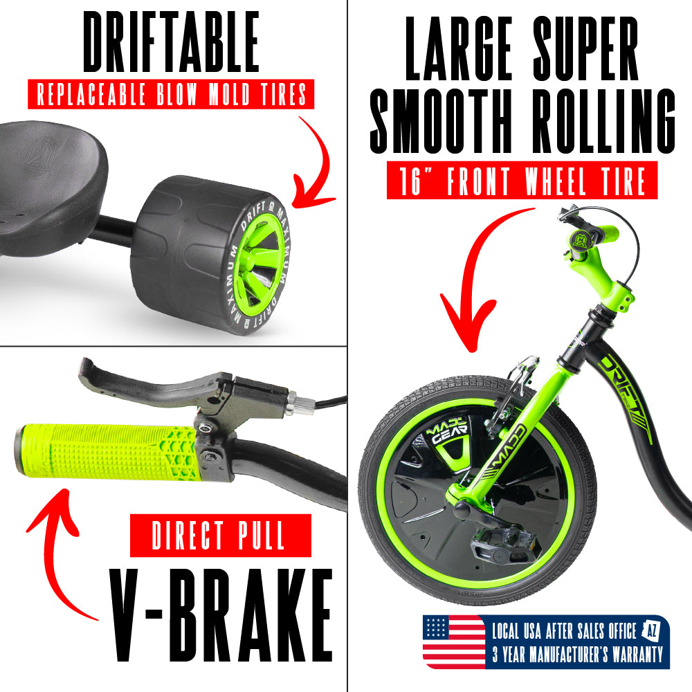 Madd Gear Drift Trike Green Black