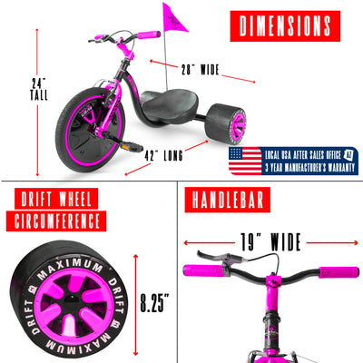 madd gear big wheel drift trike huffy green machine for girls mad drifter tricycle pink blue unisex girls