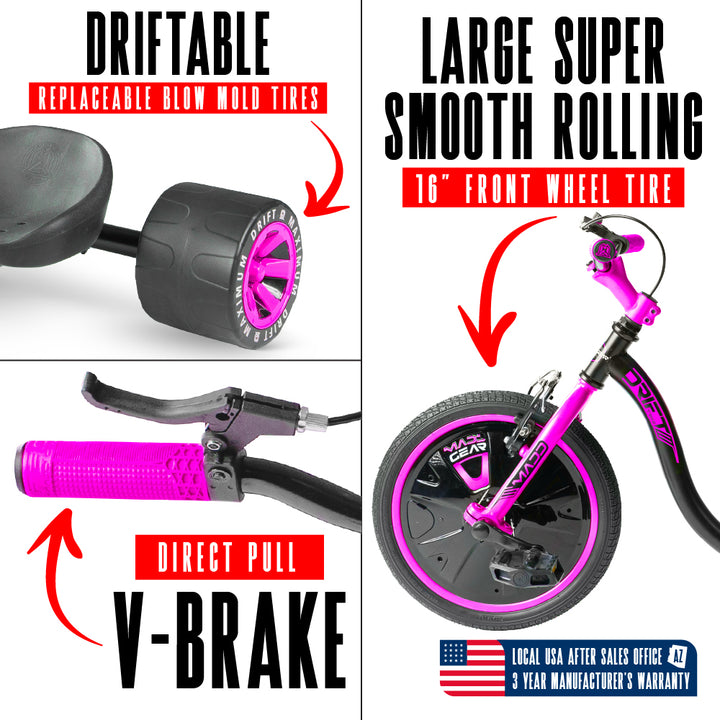 Madd Gear Drift Trike Black Pink | Pro Stunt Drift Bike