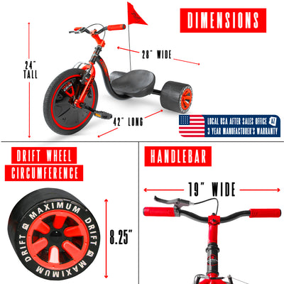 madd gear big wheel drift trike huffy green machine for girls mad drifter tricycle black red unisex girls boys