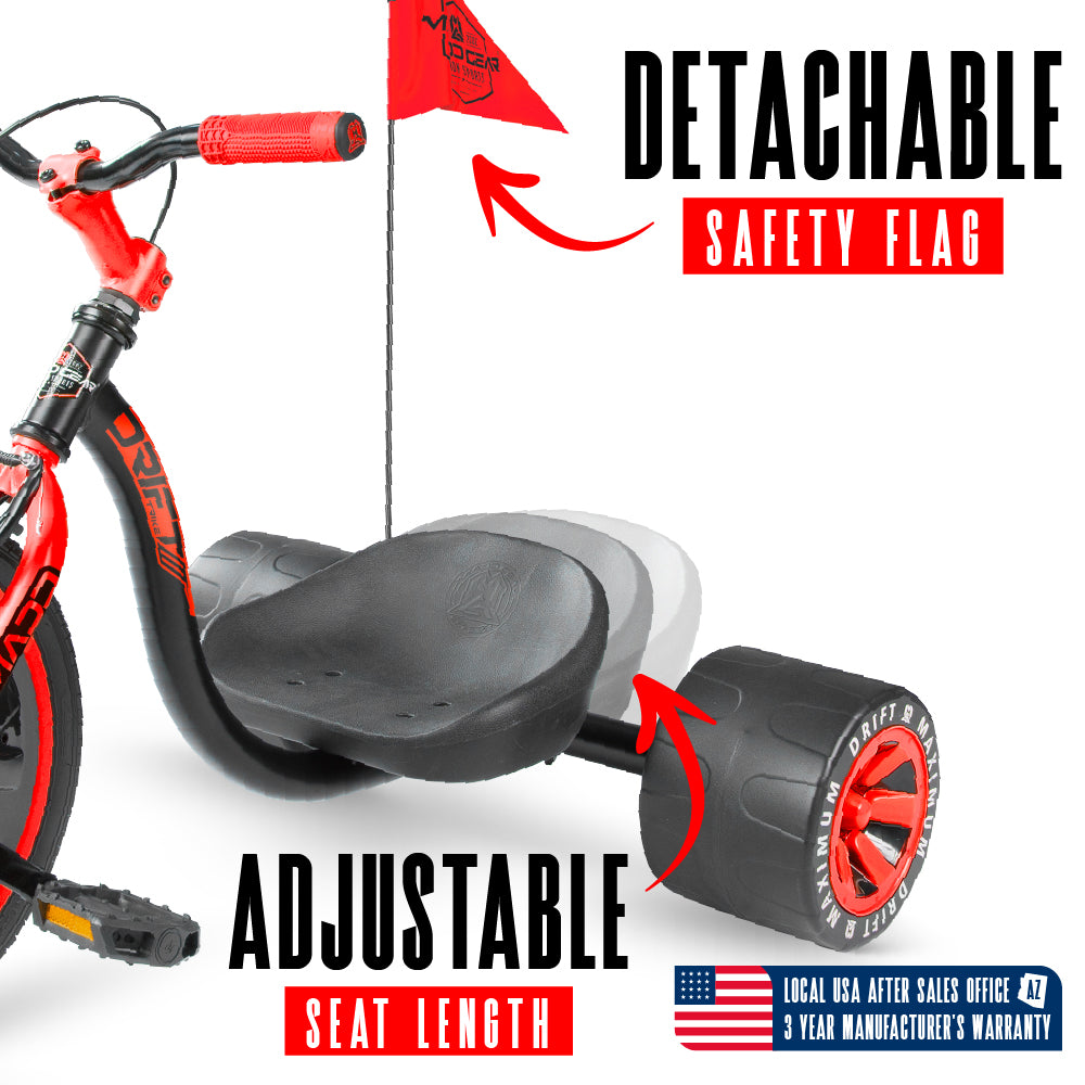 Drift Trike for Kids Ages 5+ with Adjustable Seat and Big