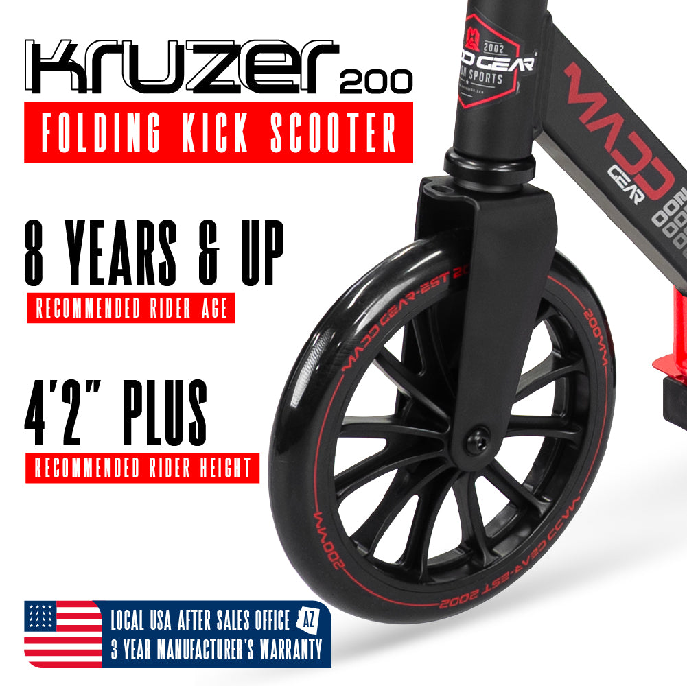 Madd Gear Kruzer 200 Folding Commuter Scooter - Red