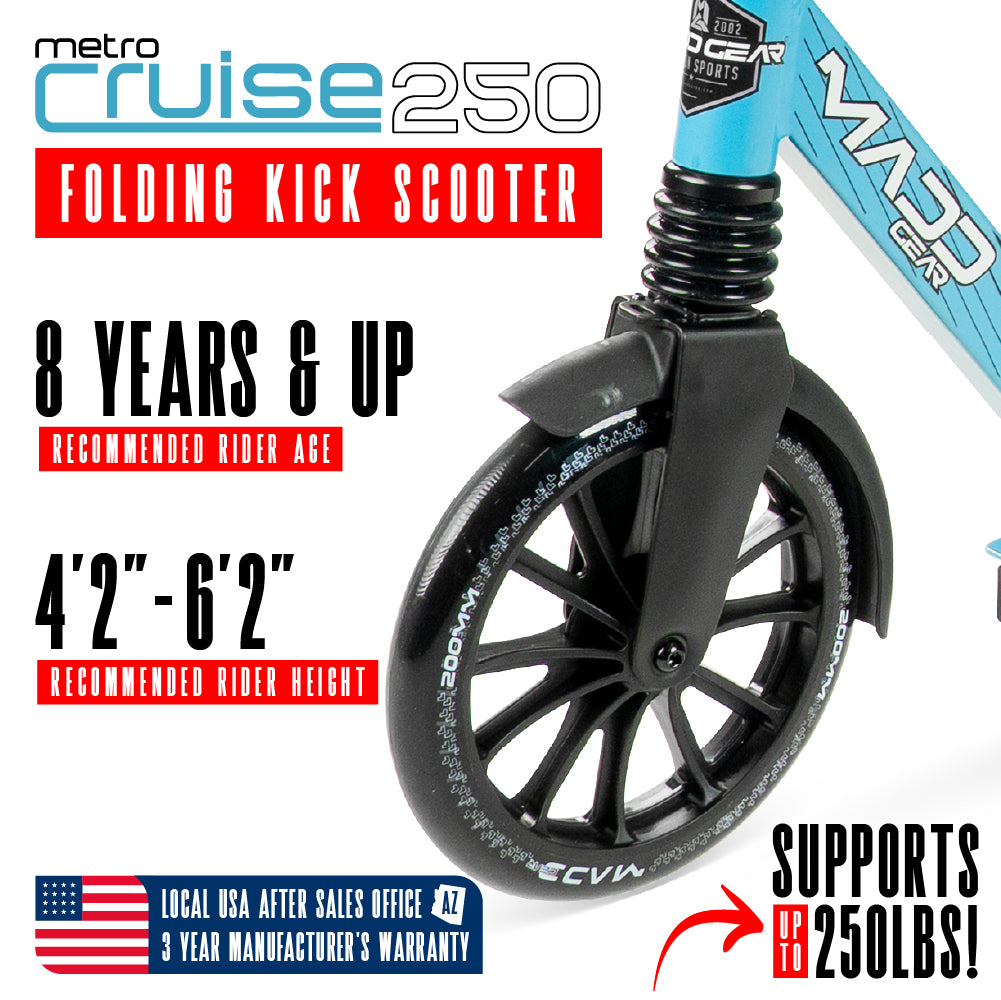 Madd Gear Metro Cruise 250 Folding Scooter - Blue / Black