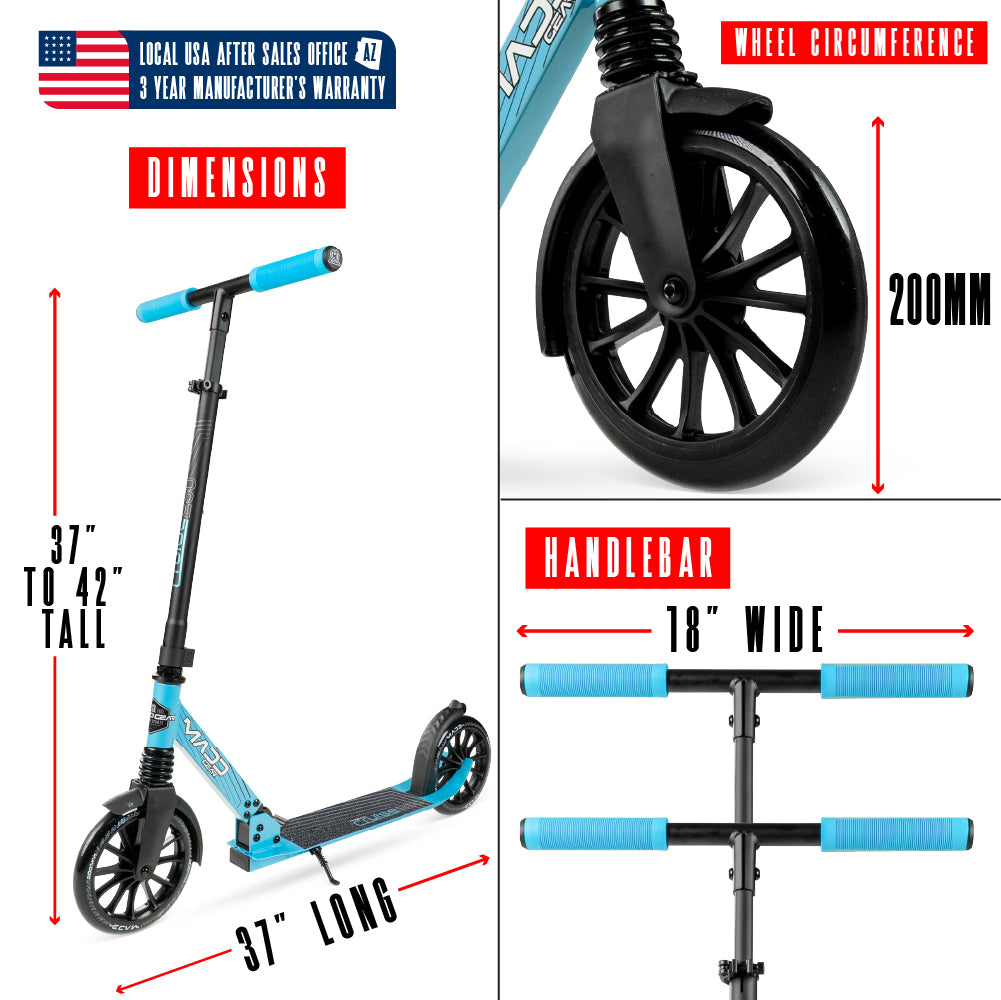 Kick Scooter with Suspension for Adults and Teens – 200mm Wheels