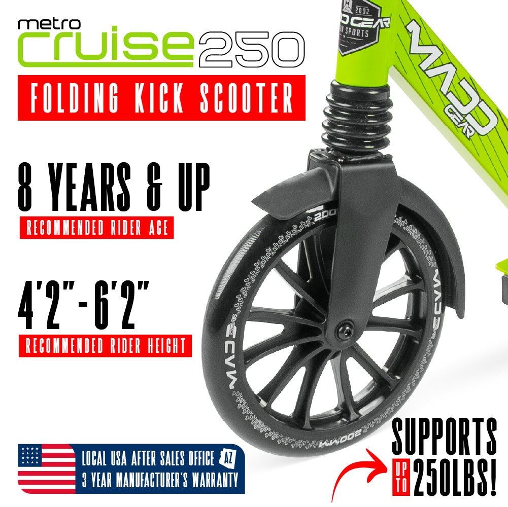 Kick Scooter with Suspension for Adults and Teens – 200mm Wheels