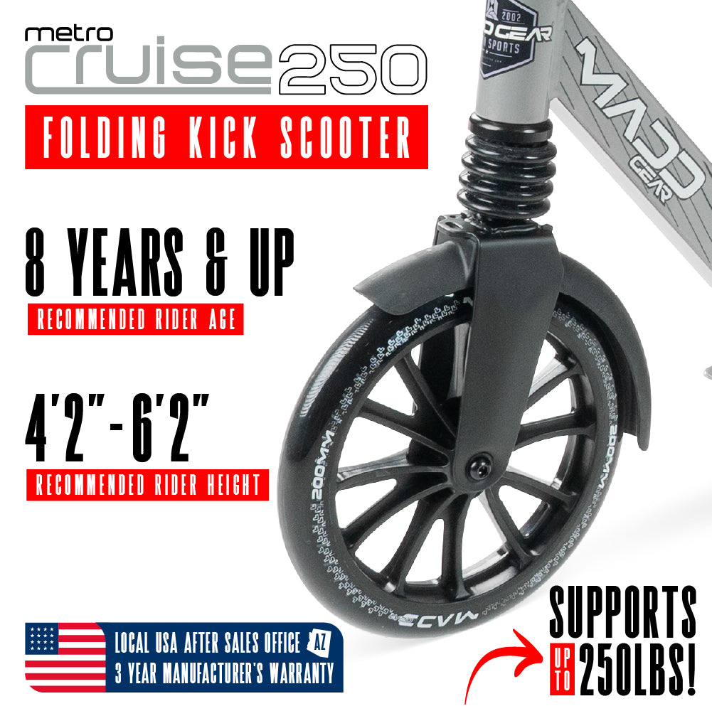 Cruise 250 Folding Scooter - Gray / Black – Madd Gear